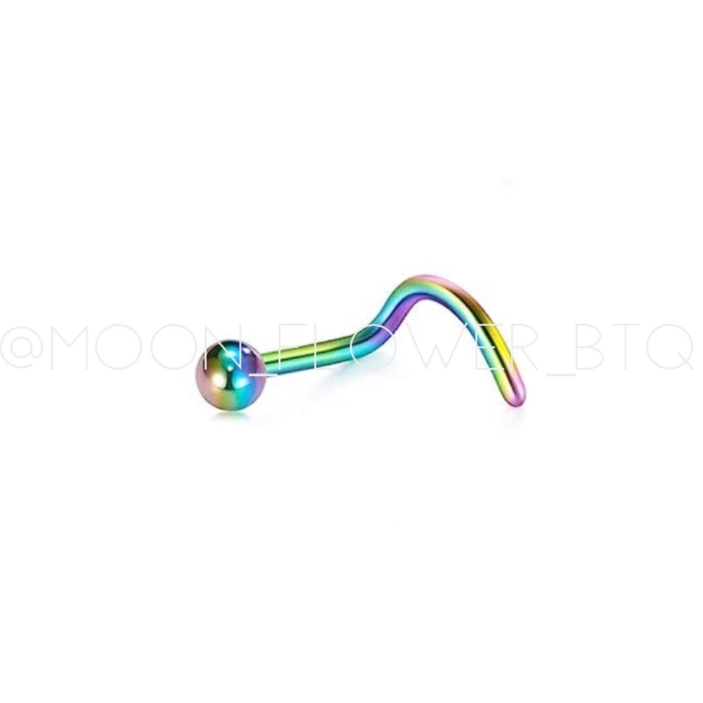Rainbow Ball Dot Hook Screw Nose Ring